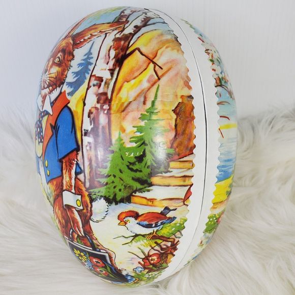 Vtg Echt Erzgebirge Germany Bunny Rabbit Gentleman Paper Mache Easter Egg 9.75" - Picture 8 of 13